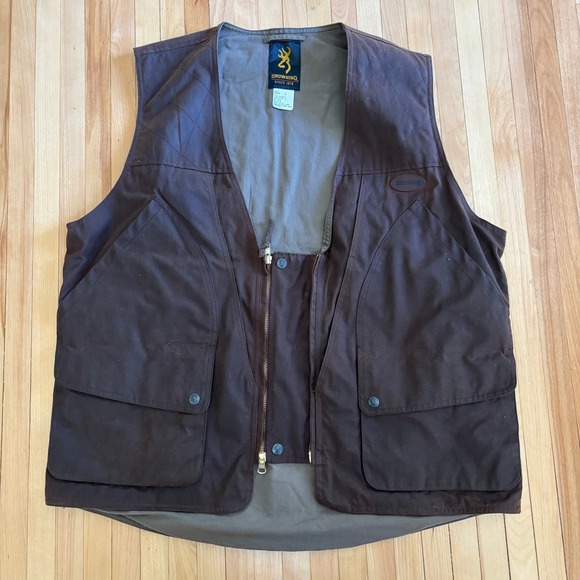 Browning Other - Browning Hunting Vest Mens L Brown Cotton Canvas Excellent Game Bag Pocket